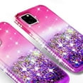 thumbnail image 4 of Apple iPhone 12 / iPhone 12 Pro Case, Liquid Glitter Phone Case for Girls Women with Tempered Glass Screen Protector - Hot Pink/Purple, 4 of 5