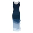 thumbnail image 4 of Xihbxyly Clearance Dresses Women's Summer Dresses 2025 Sleeveless High Waist Solid and Printed Ribbed Drawstring Ruched Sexy High Slit Dresses, 4 of 5