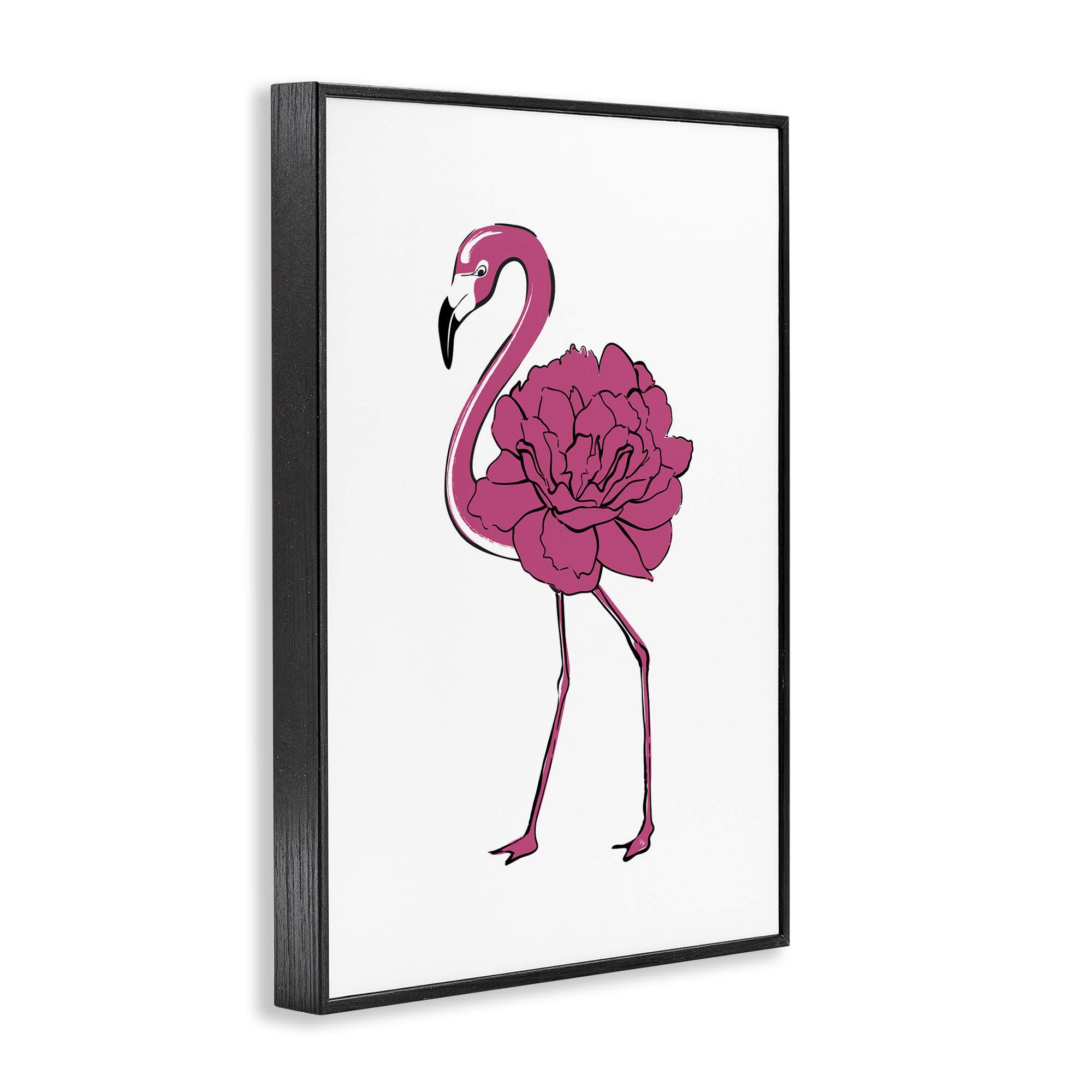 Stupell Industries Flamingo Rose Petal Body Animals & Insects Painting Black Framed Art Print Wall Art, 16 x 24