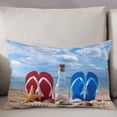 thumbnail image 3 of Beach Slippers Throw Pillow Cover 12 x 20 Inch Decorative Pillow Cover Ocean Coastal Starfish Shell Summer Sand Lumbar Pillowcase Seasonal Rectangle Cushion Case for Couch Sofa Bed Living Room, 3 of 7