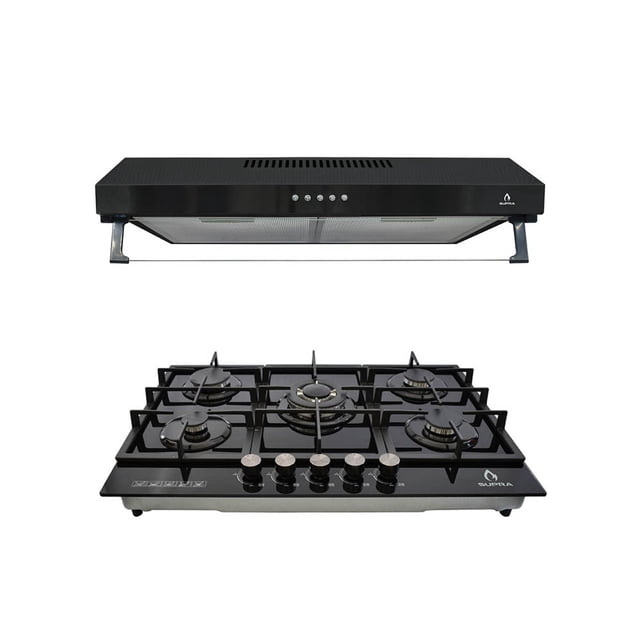 Combo Parrilla 5Q-PG-76 SUPRA y Campana Nube 76 cm Negra de Pared PADOVA