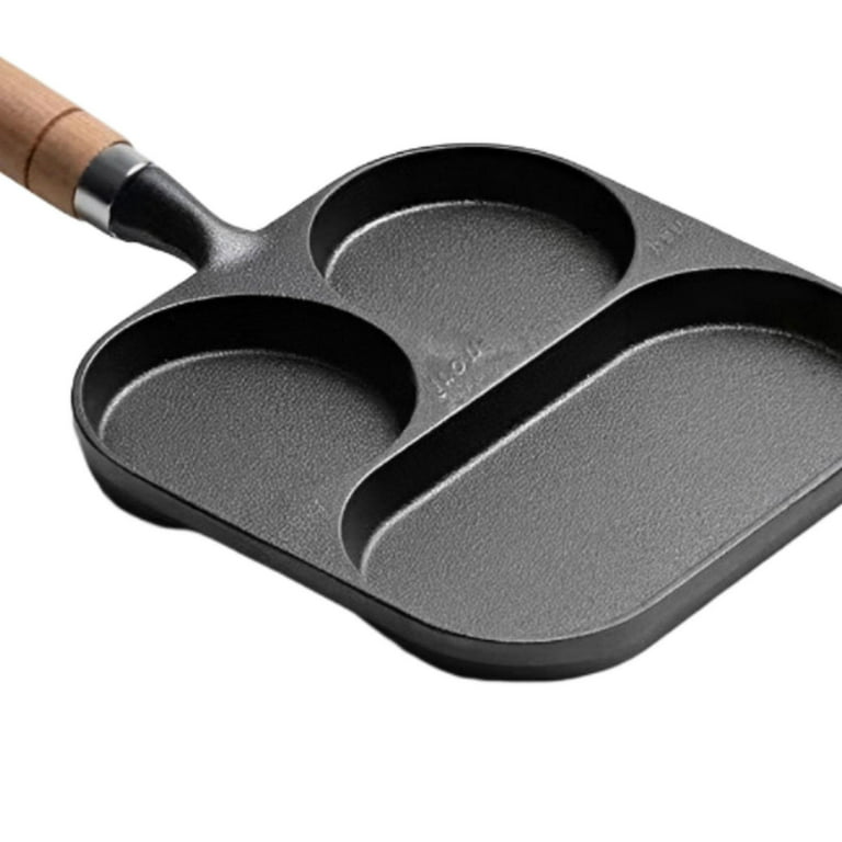Egg Frying Pan Divided Frying Pan Suitable for Gas and Induction Cooker  Skillet, Pancake Pan Egg Pan Omelette Pan for Burger Omelet Outdoor 3 Hole
