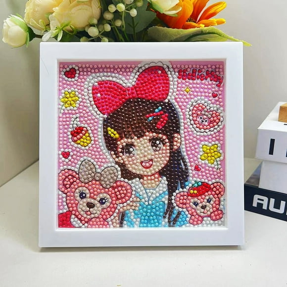 YIXINGCHEN Cute Anime 5D Diamond Drawing Kits, Gem Arts & Crafts Supplies with Frames, Cartoon Painting with Diamond, DIY Paint Supplies for Kid(Kumi) A1121-091