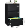 thumbnail image 4 of Black Metal Filing Cabinet with 3 Drawers and Lock Function / Keep Office Documents Secure, 4 of 6