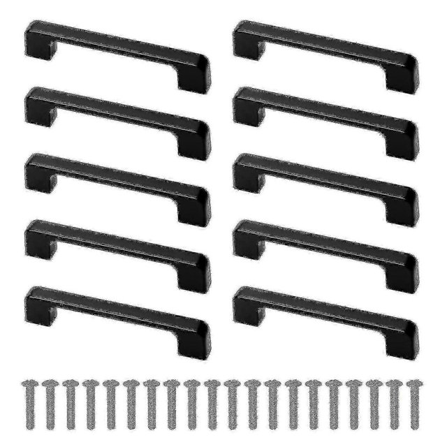 10 tiradores negros para armario de cocina con tornillo, agujero central de 96 mm.