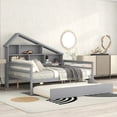 thumbnail image 1 of Full Size Platform Bed with Trundle and Shelves, Gray My Lux Decor Round, 1 of 6