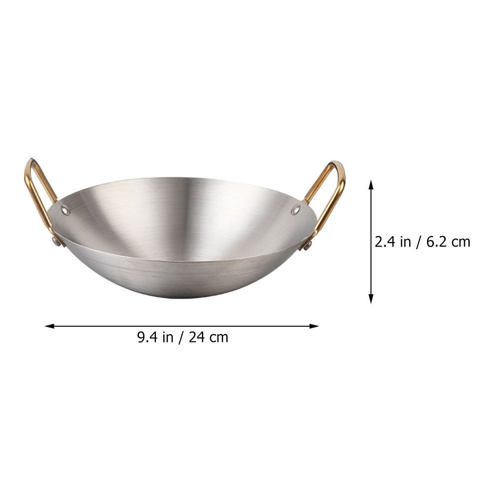 BESTYASH Stainless Steel Hot Pot and Wok Set, Round Easy-to-Clean Kitchen Cookware, Cooking Pan for Home
