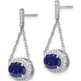 thumbnail image 2 of 14K White Gold Oval Created Sapphire And Diamond Dangle Earrings (Width 11) (Length 29.2) - Jbsp, 2 of 5