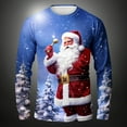 thumbnail image 2 of Jinhomg Ugly Christmas Sweatshirt for Men Funny 3D Suit Graphic T-shirts Long Sleeve Crew Neck Print Shirt Santa Claus Xmas Pullover Tops, 2 of 5
