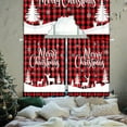 thumbnail image 2 of 3 Pcs Christmas Kitchen Window Tier Curtains and Valance Set Xmas Tree Deer Red Black Buffalo Plaid Christmas Curtains for Bedroom Living Room Kitchen Decor, 54"L x 24"W Valance, 2 of 6
