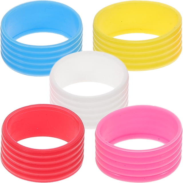 MasteelfCA 5PCS Tennis Racket Grip Bands Absorbent Sweat Tennis Squash Ring Clear Silicone Handle Wrap Overgrip (Red/Blue/Orange/White/Pink)