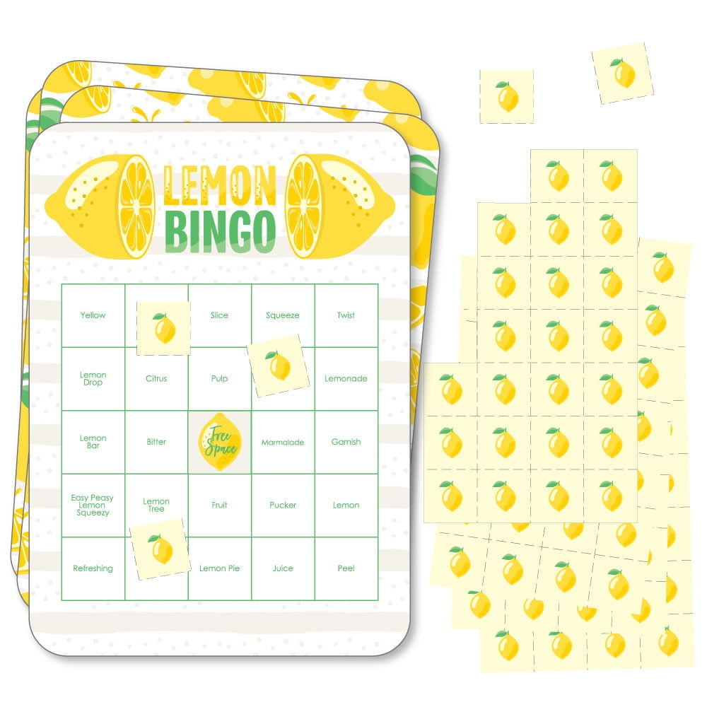 So Fresh Lemon Bingo Cards and Markers Citrus Lemonade Party