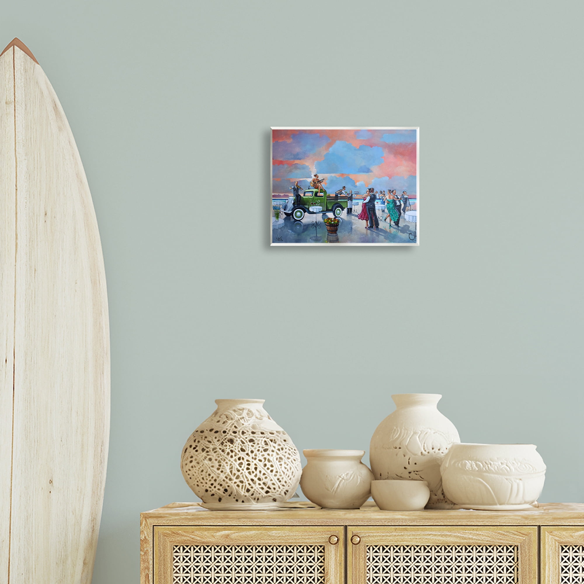Stupell Industries Beach Ballroom Dance People Painting Unframed Art Print Wall Art, 14 x 11