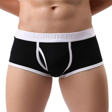 

QWERTYU 5 Pack Pouch Soft Trunks Stretch Comfort Underwear Breathable Male Briefs for Men M Black