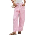 thumbnail image 4 of Womens Low Rise Baggy Barrel Horseshoe Jeans Patchwork Denim Pants with Pockets, 4 of 8