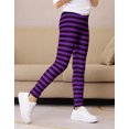 thumbnail image 5 of HDE Girl's Leggings Holiday Stretchy Full Ankle Length Stripe and Black Tights Purple and Black Stripes 4-5, 5 of 6