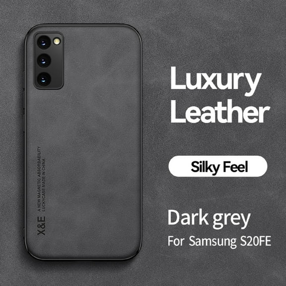 for Samsung Galaxy S20 FE Luxury Leather Case, Magnetic Attraction Inside Shockproof Silky Feel Protective Cover for Samsung Galaxy S20 FE (6.5 Inch),Darkgray