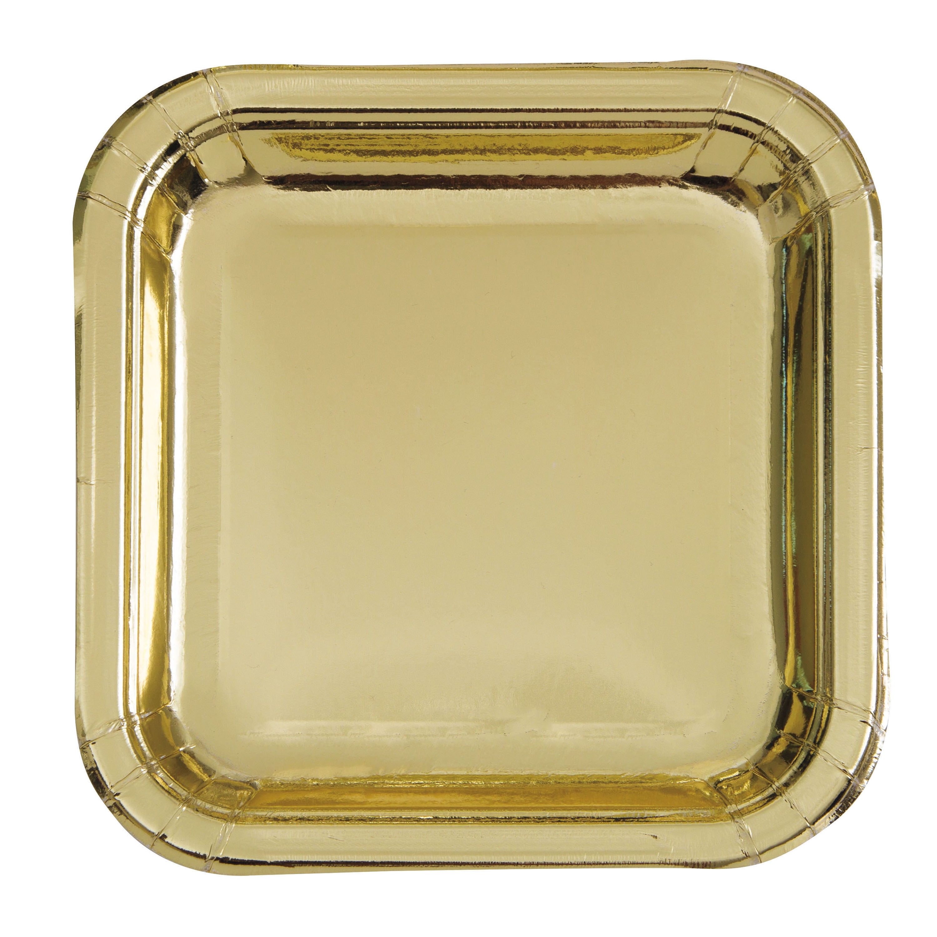 Square Gold Foil Paper Dessert Plates, 7in, 10 Count