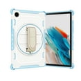 thumbnail image 5 of SaniMore Case for Samsung Galaxy Tab A8 10.5 inch 2022 SM-X200/SM-X205, Hand Rope + Pen Holder + Hidden Kickstand Lens All-inclusive Anti-drop Shockproof Heavy Duty Protective Case, Skyblue, 5 of 11