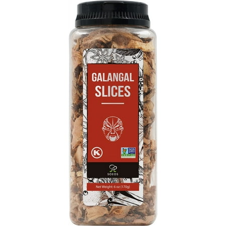 Soeos Galangal Slices 6 Ounces, Non-Gmo Verified, Kosher, Great Galangal - Alpinia Galanga, Perfect For Tom Yum And Tom Kha Soups, Authentic Product Of Vietnam, Sliced Dried Galangal Root, 6Oz.