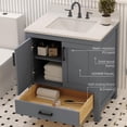 thumbnail image 3 of Ayna Decors Rooh 30" Solid Wood Bathroom Vanity with Sink – Charcoal Grey, 3 Pre-Drilled Faucet Holes, 2 Soft-Close Doors, 1 Full-Extension Drawer, Matte Black Handles, 3 of 9
