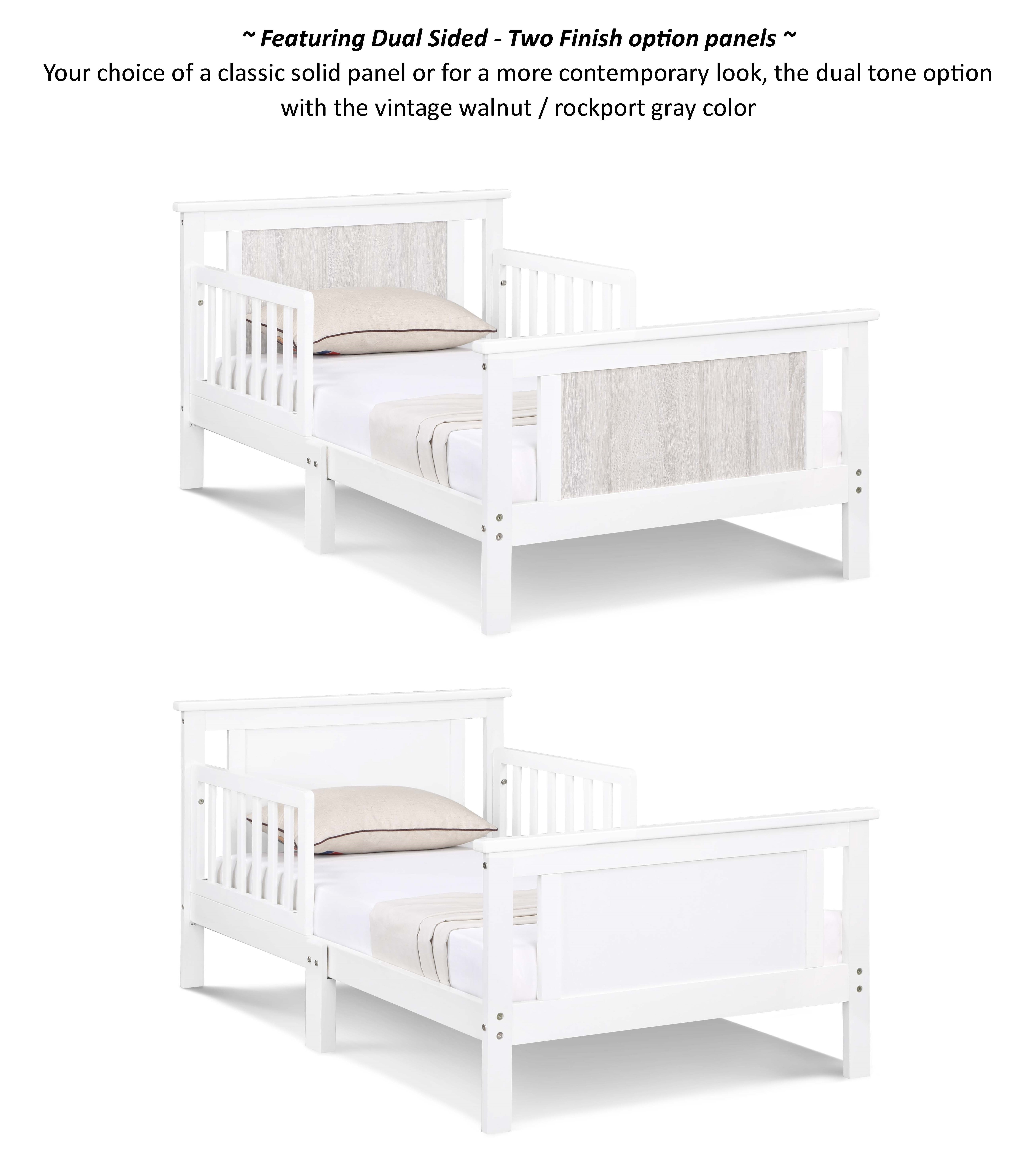 Olive & Opie Connelly Reversible Panel Toddler Bed in White/Rockport Gray