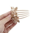 thumbnail image 3 of 1 Pc Women Two Flowers Hair Insert Comb for Straight Thick Wavy Hair Champagne Alloy Rhinestone, 3 of 3