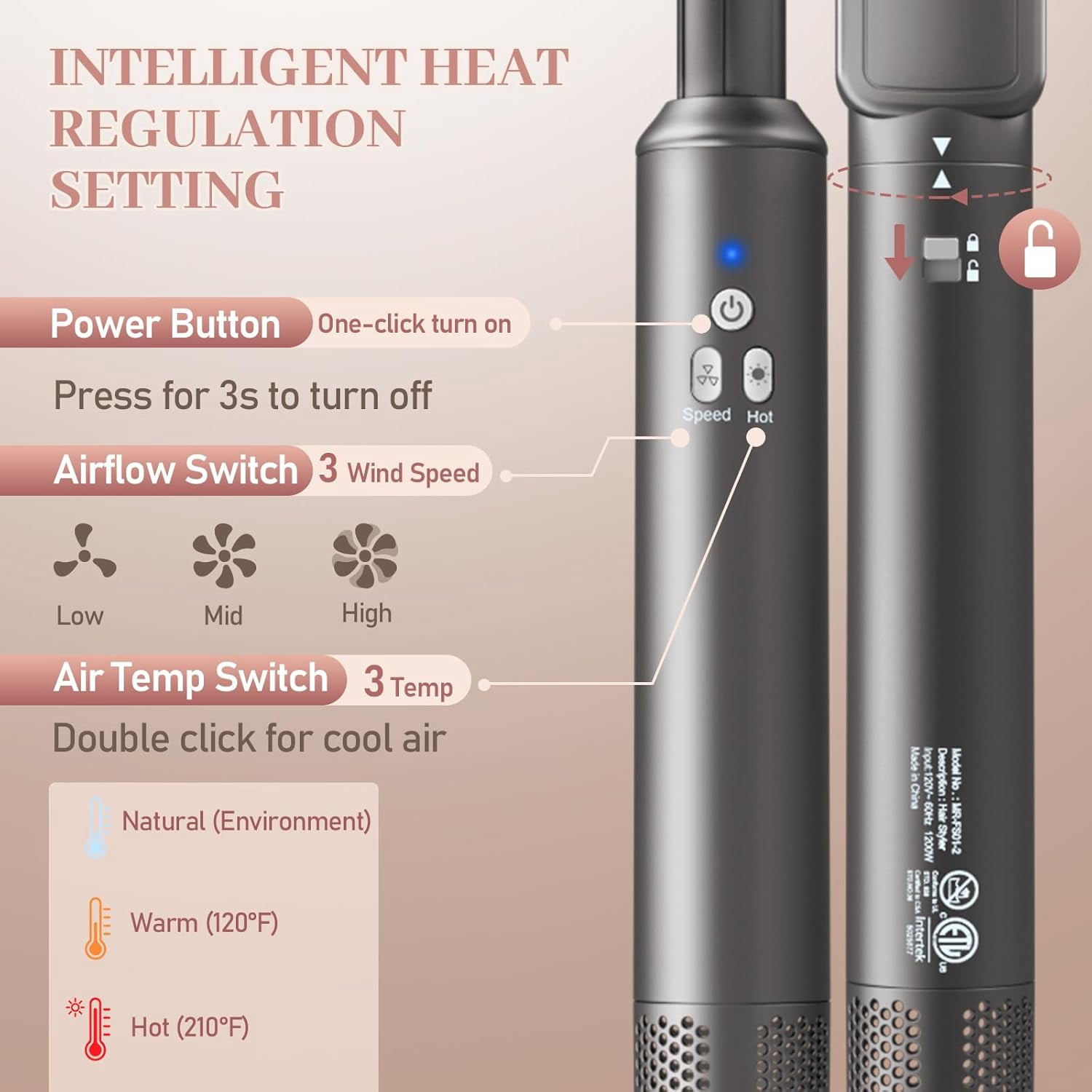 New 6 in 1 Air Styling & Drying System, Powerful High Speed Hair Dryer Brush & Multi-Styler with Auto Wrap Curlers,Hair Straightener Brush,Round Volumizing Brush,Soft Smoothing Brush