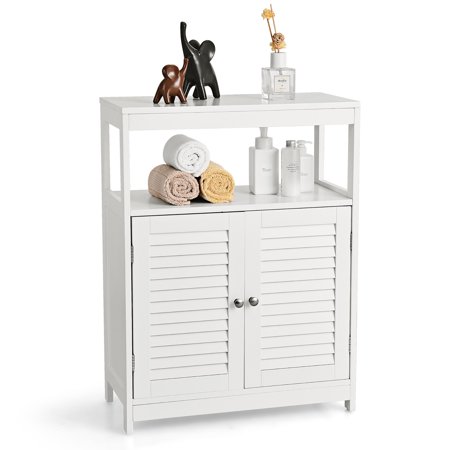 Bathroom Floor Cabinet Freestanding Storage Cabinet with Shutter Doors White