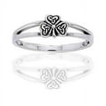 thumbnail image 3 of Irish Shamrock Celtic Knot 3-Leaf Clover Sterling Silver Narrow 5mm Pinky Ring, 3 of 4