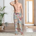 thumbnail image 5 of Uemuo Trendy Floral Design Pattern Men's Wide Leg Palazzo Lounge Pants with Pockets Light Weight Loose Comfy Casual Pajama Pants-X-Large, 5 of 9