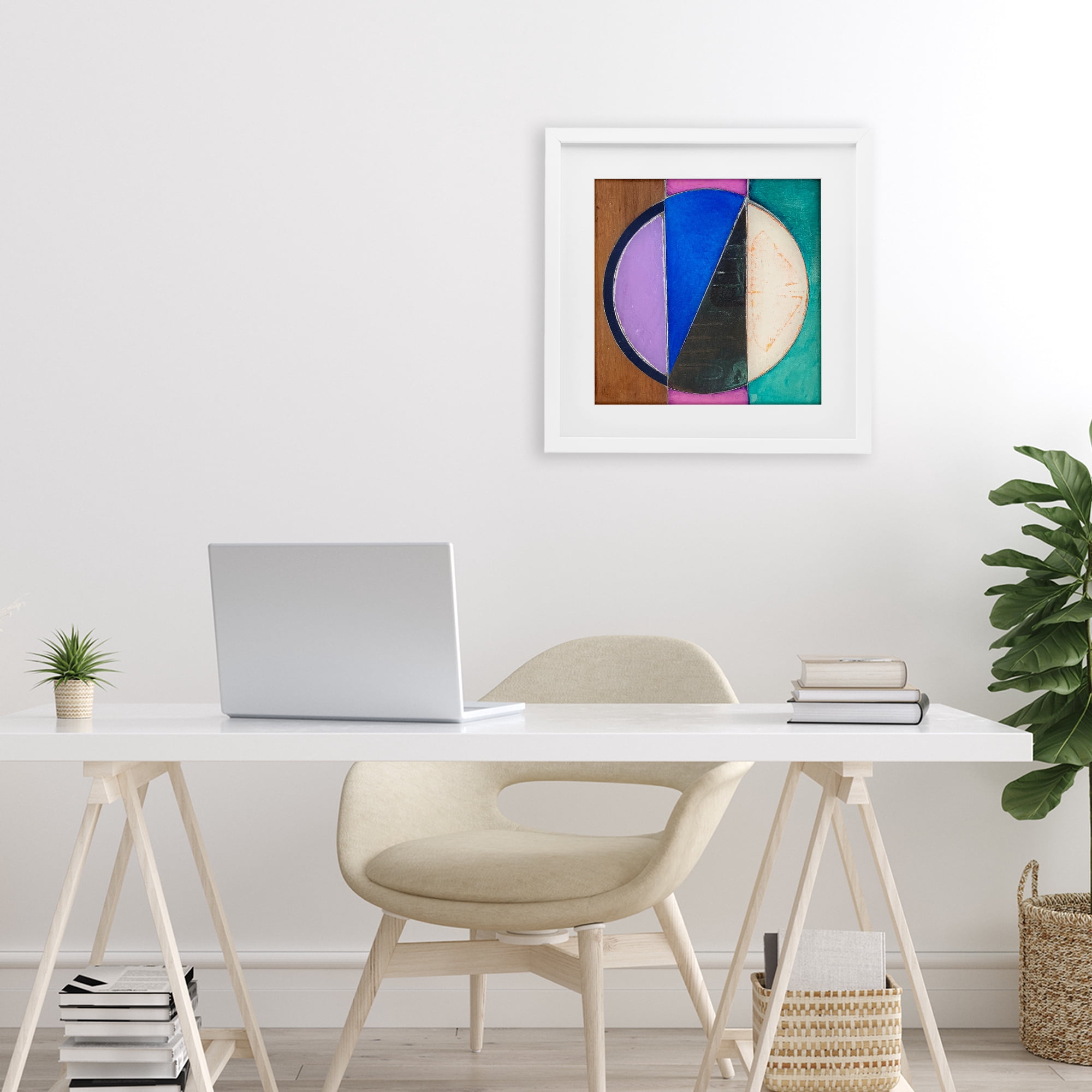 Stupell Industries Split Symmetry Circle White Framed Print Under Glass, design by Matthew Finger