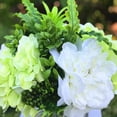 thumbnail image 5 of Enova Home Artificial Flowers Mixed Silk Cream Green Peony and Hydrangea Fake Flowers Arrangement in Cylinder Glass Vase with Faux Water for Home Office Wedding Decoration, 5 of 6