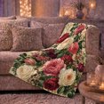 thumbnail image 6 of Vintage Rose Floral Botanical Illustration, Cozy Botanical Garden Scene, Warm Flannel Blanket for Sunroom and Reading Nook, Garden Lovers Thanksgiving Gift, Botanical Home Decor, 6 of 9
