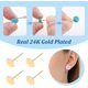 thumbnail image 5 of 200 piezas de aretes planos de 6 mm con pasador chapado en oro de 24 quilates, de acero inoxidable, con forma de perno, redondos y planos., 5 of 9
