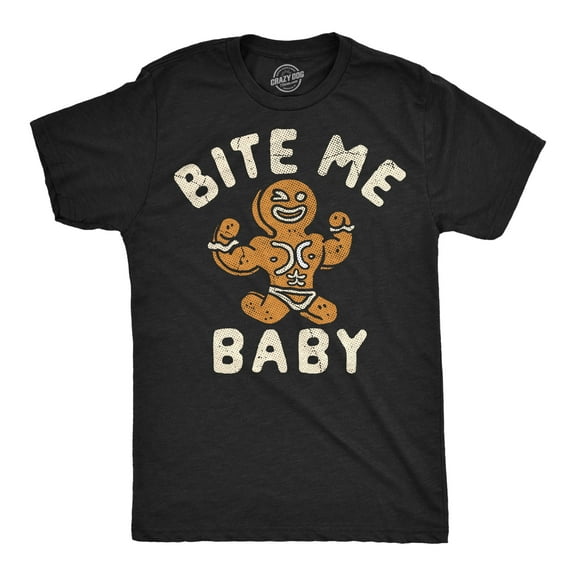 Mens Funny T Shirts Bite Me Baby Sarcastic Christmas Graphic Novelty Gingerbread Tee For Men Graphic Tees