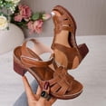 thumbnail image 2 of DeHolifer Women's Chunky Heel Sandals Trendy Open Toe Comfortable Slip On Casual Dressy Wedge Shoes for Spring Summer, 2 of 8