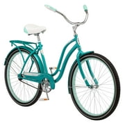 Schwinn Huntington Cruiser Bike, 26" wheels, single speed, women frame, teal, relaxed, rear rack