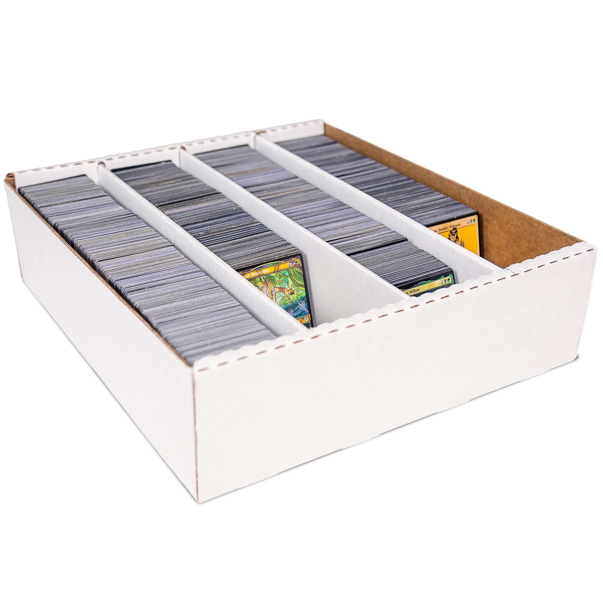 Easy Playhouse: Trading Card Storage Box - 3200ct Capacity, White Cardboard Divided Organizer, Sports-Gaming-Deck Building, Hobbyists & Collectors