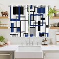 thumbnail image 2 of Navy Blue Black Grey Geometric Kitchen Curtains 72 Inch Length, Middle Century Modern Abstract Art Grommet Bedroom Living Room Curtains, Light Filtering Cafe Curtain Drapes 2 Panels Set 104''x72'', 2 of 9