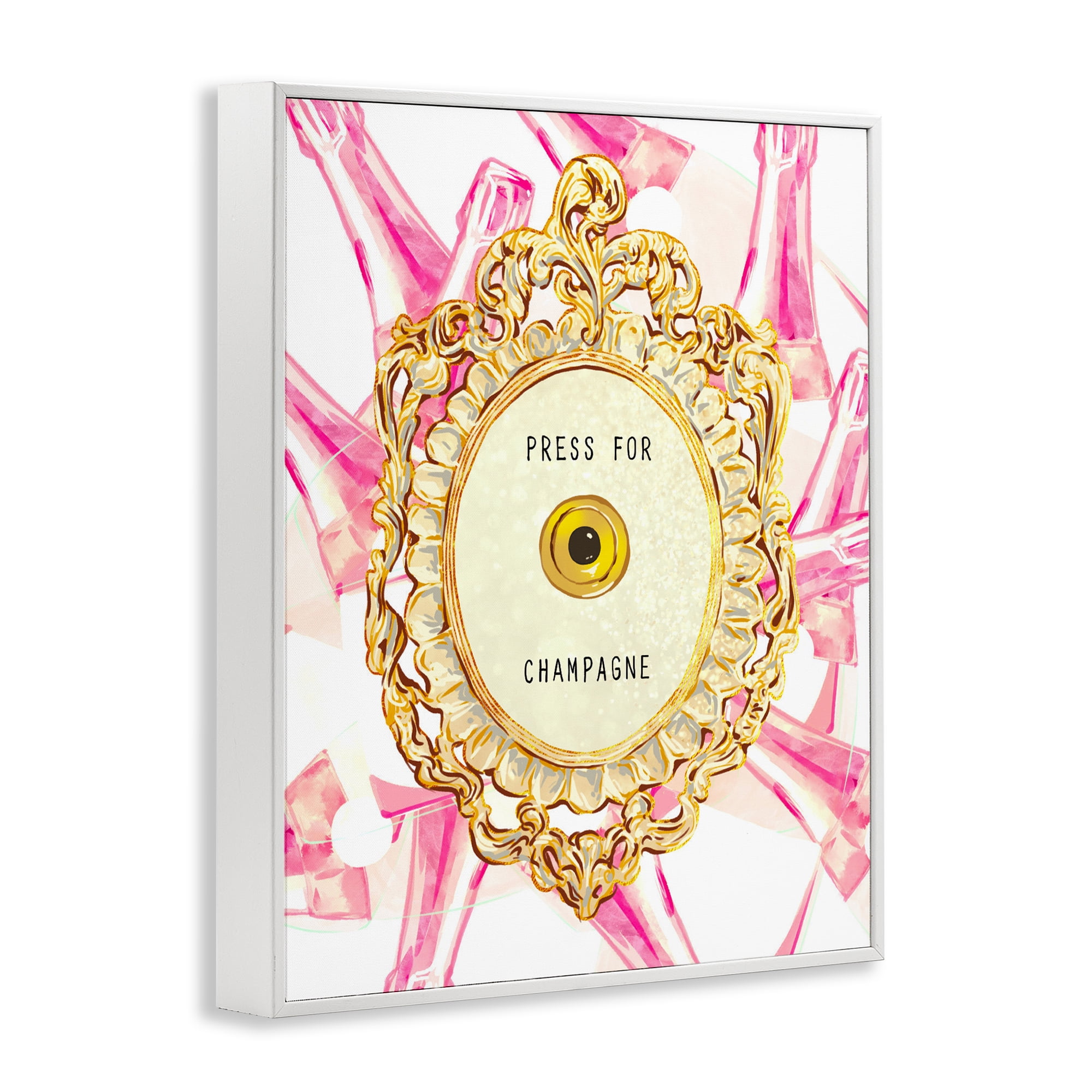 Champagne Doorbell with Pattern White Framed Giclee Art, design by Ziwei Li