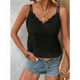 thumbnail image 2 of Women Silk Satin Tank Tops V Neck Casual Spaghetti Strap Back Sleeveless Basic Shirt Black S, 2 of 7
