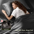 thumbnail image 4 of SONORO KATE 6 Pieces Bamboo Bed Sheets Set, Luxury Rayon Derived - Deep Pockets - Wrinkle Free - Extremely Soft, California King, Black, 4 of 9