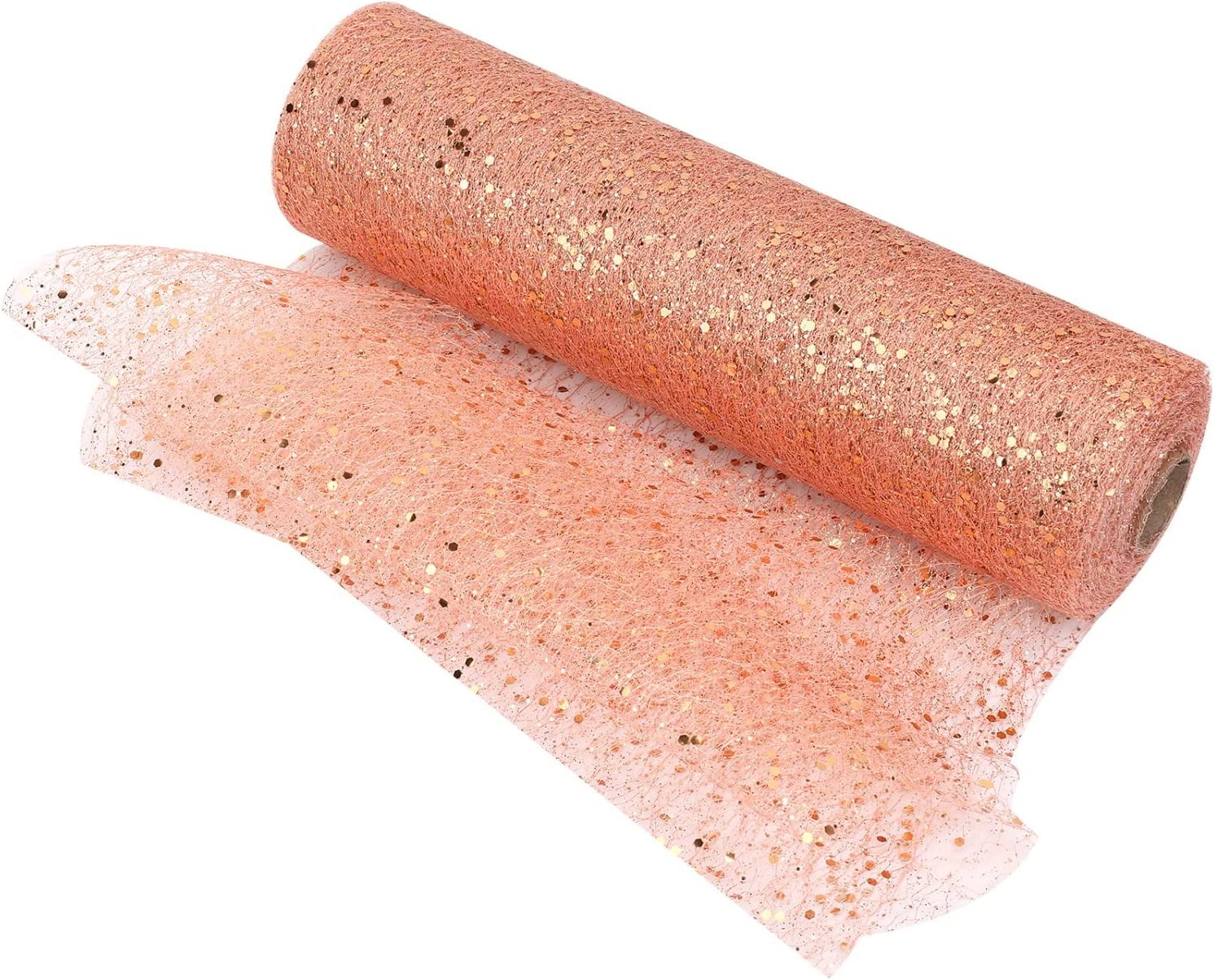 Tulle Glitter Fancy Line Fabric - Rose Gold - Tulle Fabric with Sparkle  Glitter Design Sold By Yard