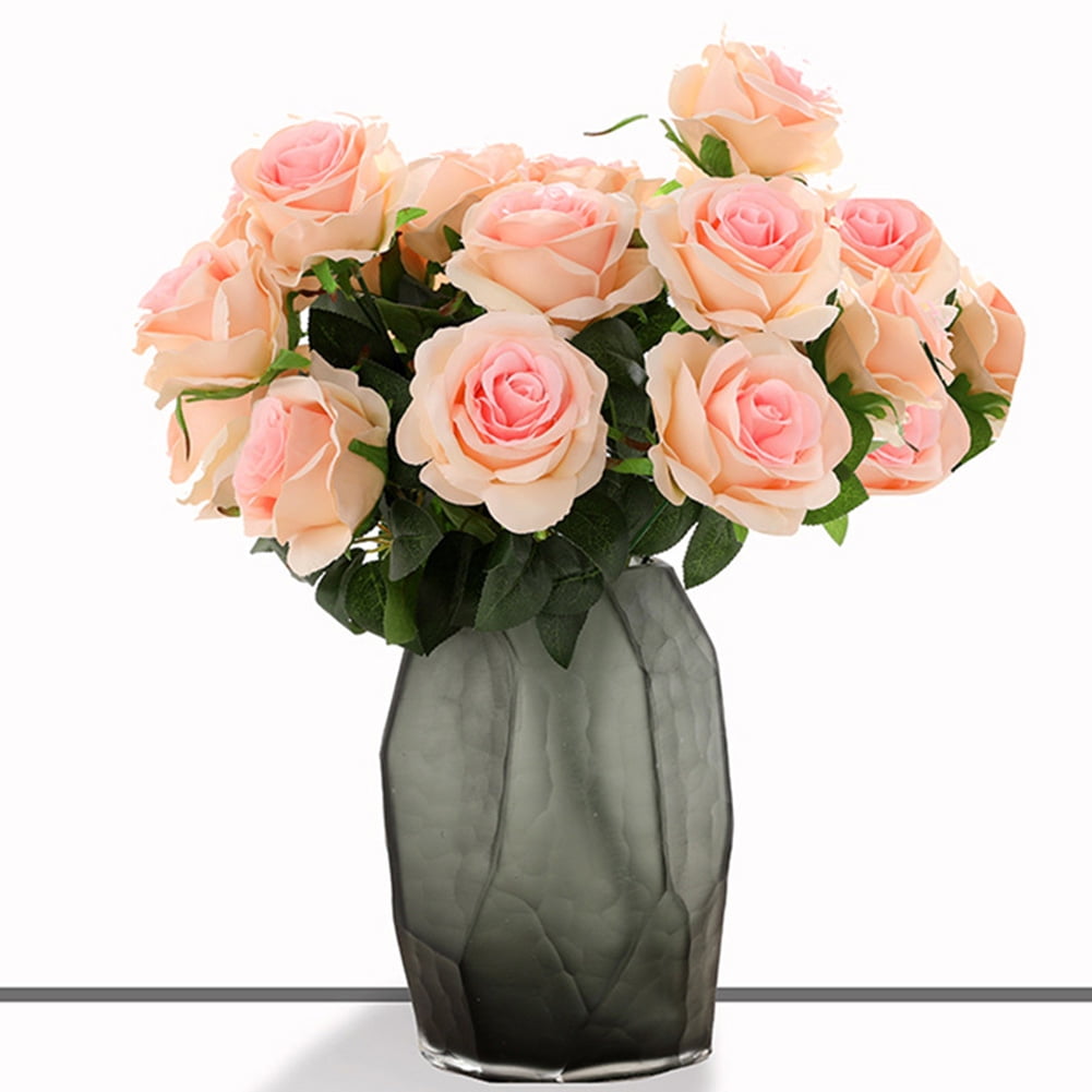 SPRING PARK 9 Heads Rose Artificial Fake Flowers Spray Wedding Party ...