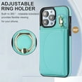 thumbnail image 2 of for iPhone 13 Wallet Case with Card Holder Women Men, Flip PU Leather Kickstand Shockproof Protective Phone Cover Magnetic Clasp 360 Rotation Ring Stand for iPhone 13, Green, 2 of 6