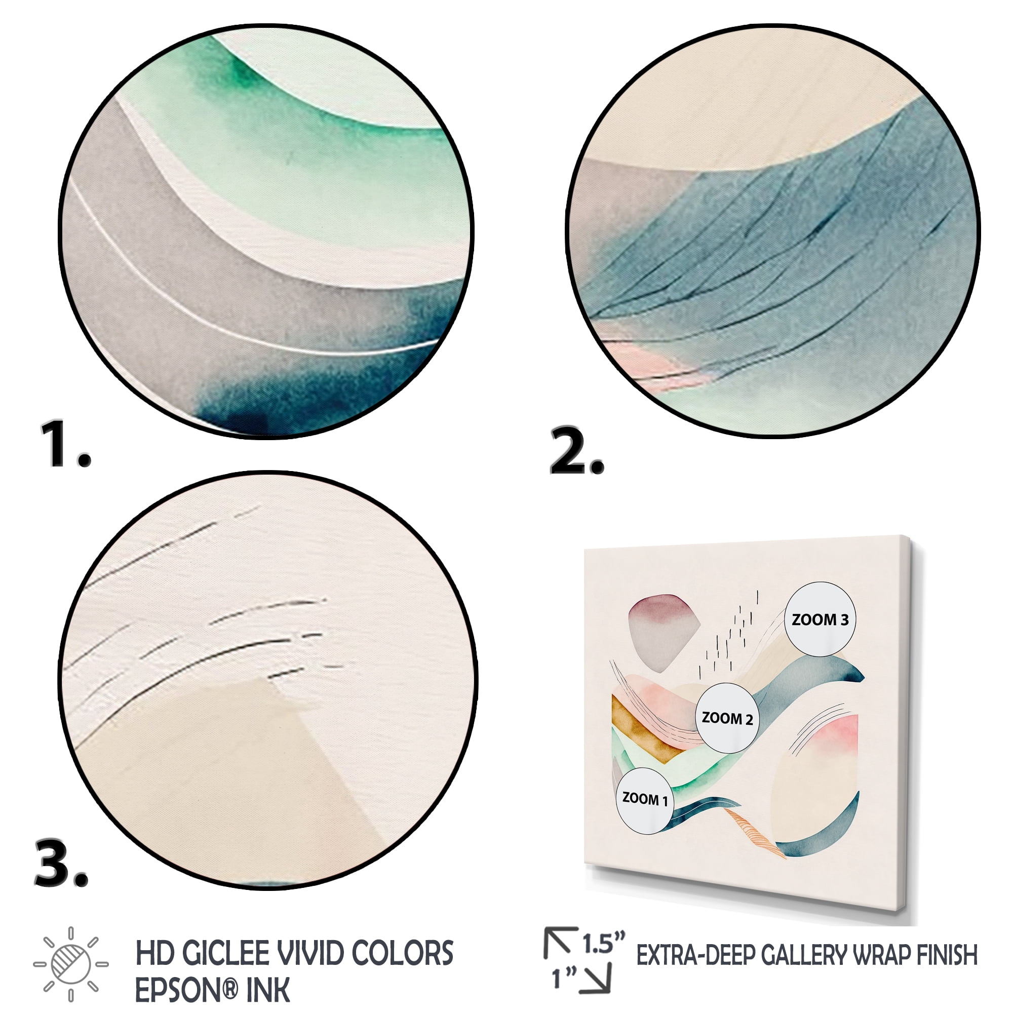 Designart Multi-Color Pastel Waves Canvas Wall Art