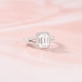 thumbnail image 2 of Gems Jewels Women's 925 Sterling Silver 2.55 Ctw Emerald Cut White Diamond Wedding Engagement Anniversary Halo Ring 14K White Gold Plated -5.5, 2 of 5