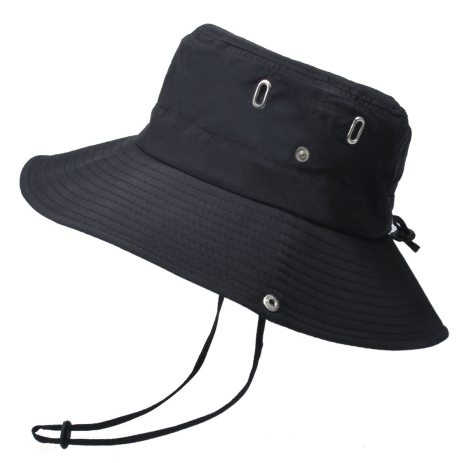 Mightlink Summer Men Bucket Hat Solid Color Anti Sun Wide Brim