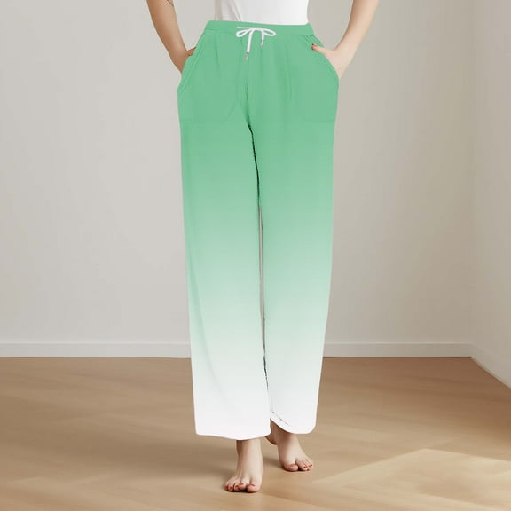 DJDLJWCJ Womens Sleep Lounge Pants Thick Warm Fleece Lined Women's Gradient Pajamas Elastic Waist Pants Loungewear pants Green L